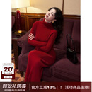 SYT扛起球百搭毛衣打底裙女秋冬新款 显瘦加厚高领针织连衣裙 修身