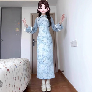 新中式国风【花朝如约】复古禅意旗袍女2025秋气质连衣裙