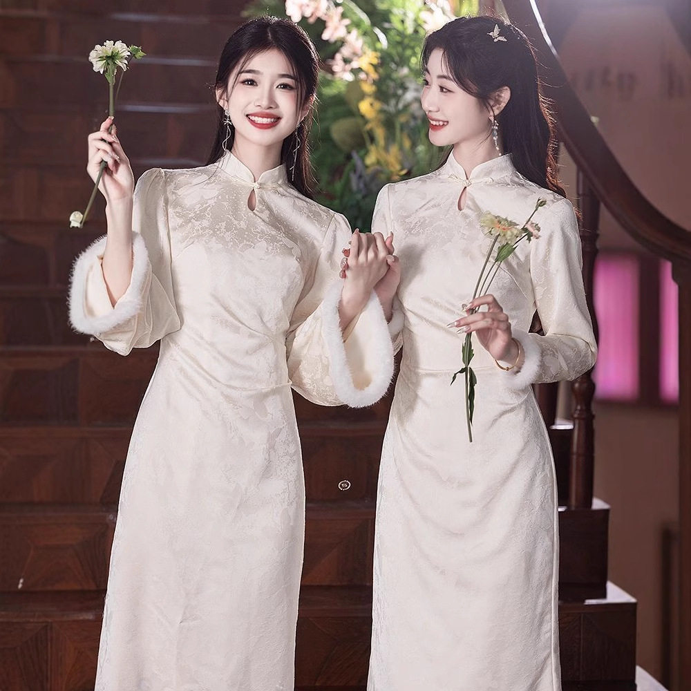 秋冬新款新中式旗袍伴娘服姐妹团旗袍