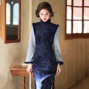 保暖日常加绒国风女装 旗袍2025年秋冬季 绝美长袖 新中式