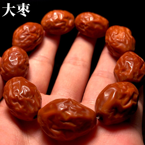 老树核精雕大枣橄榄核手串