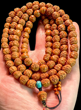 猴头核桃雕刻108罗汉男士文玩脖挂十八罗汉手串男款高端橄榄核雕