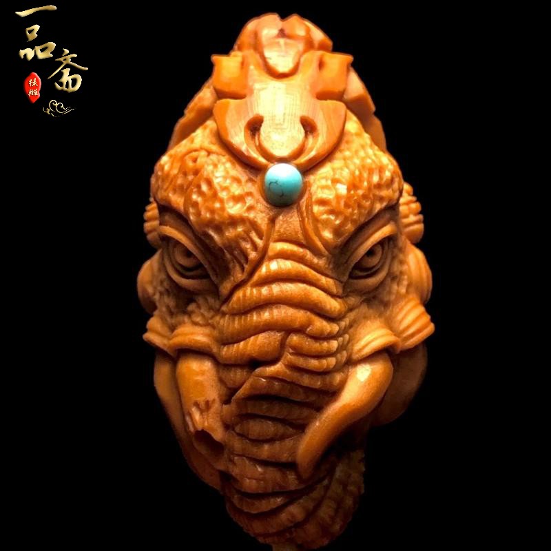 象神核雕橄榄核单籽精雕大象吊坠文玩手把件原籽雕刻男款挂件男士