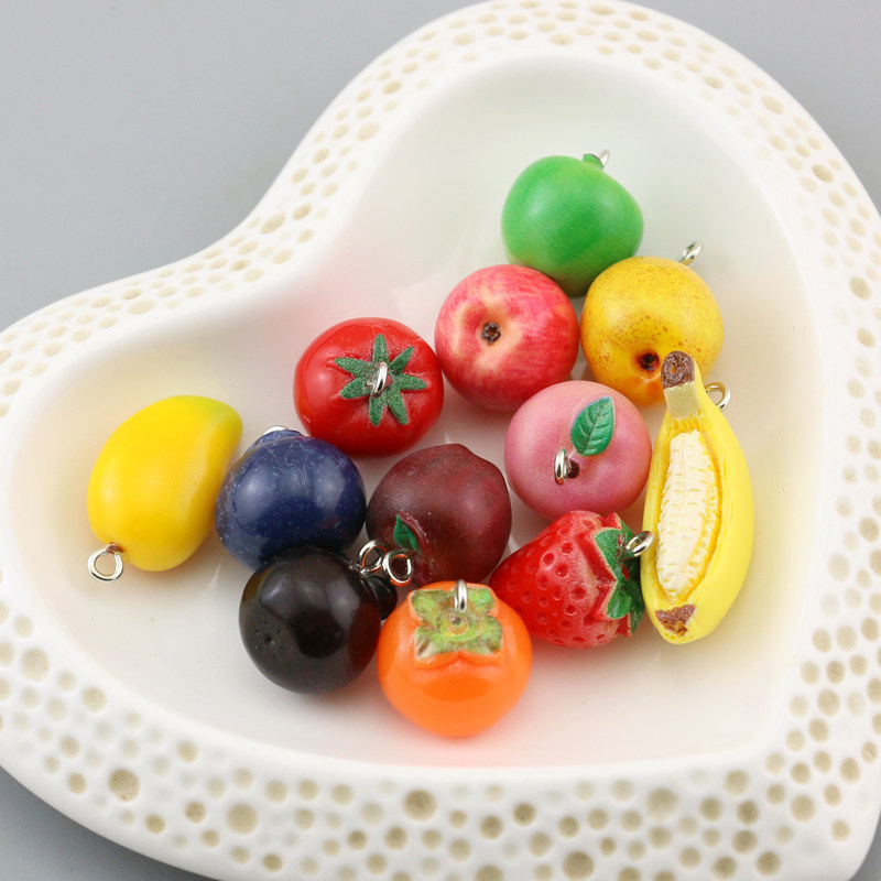 DIY饰品配件 树脂仿真迷你立体水果蓝莓草莓苹果挂件包包耳饰吊坠