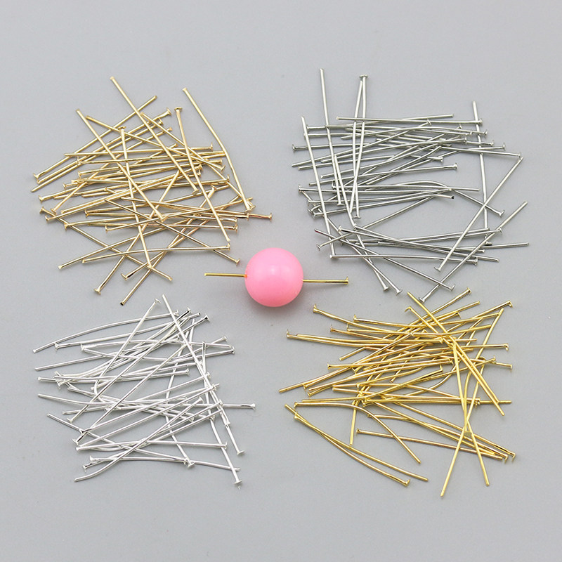 DIY饰品配件 20/30/40/50mm T针平头针金属串珠散珠材料1元100个