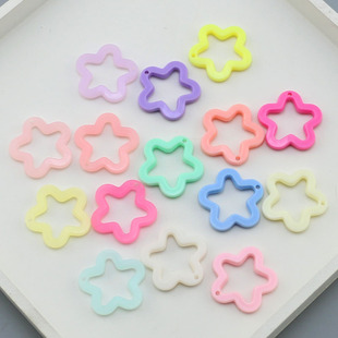 DIY饰品配件 实色果冻色亚克力五角星花朵梅花形挂件钥匙扣材料