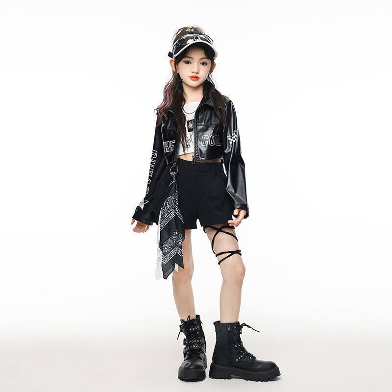 爵士舞服装女童韩版潮牌时髦少儿jazz架子鼓演出服街舞儿童潮服秋