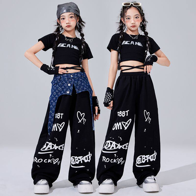 女童爵士舞服走秀时髦演出服儿童街舞潮服jazz嘻哈架子鼓表演服装