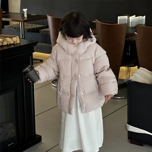 90白鸭绒2025冬短款童装羽绒服加厚新款女童宝宝连帽冬装连帽外套