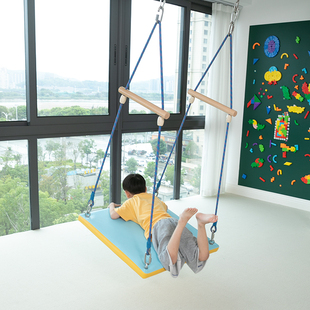 正方形平板悬吊秋千室内儿童感统训练平衡运动悬挂方形太空拳击台