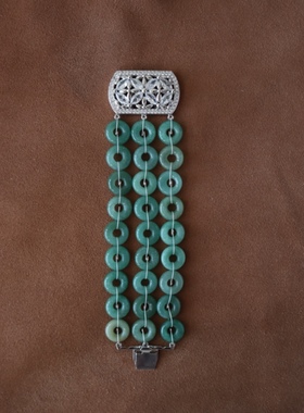 UNI优霓珠玉花窗手镯原创设计简约复古新中式手链