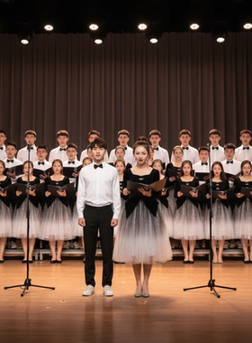 初高中学生爱国合唱团朗诵演出服黑色演讲服装运动会开幕举牌礼服