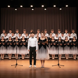 初高中学生爱国合唱团朗诵演出服黑色演讲服装运动会开幕举牌礼服