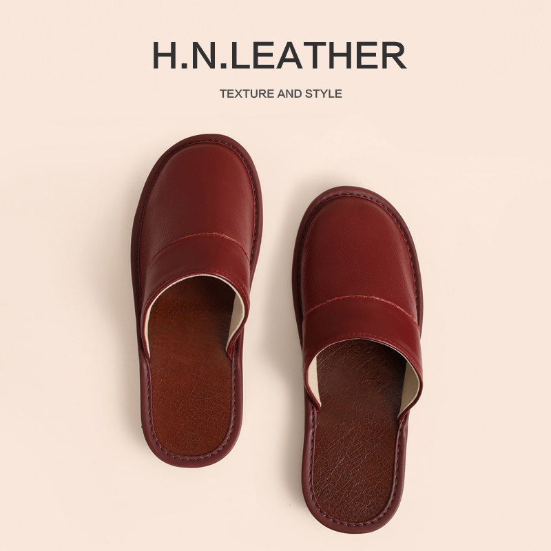 牛筋底春秋季防滑皮拖鞋男女室内地板情侣包头居家四季试衣间拖鞋