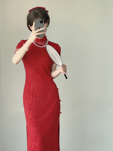 「锦瑟」改良少女红色旗袍裙新娘敬酒服2023新款领证订婚旗袍高端