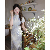 国风女素雅紫色小个子绝美连衣裙 夏季 撷芳新中式 改良旗袍2026新款