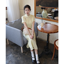 柠夏新中式 改良少女日常优雅文艺鹅黄色 古法旗袍年轻2025新款 夏季