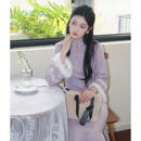 加绒加厚紫色冬季 2025新款 气质优雅国风保暖女 旗袍冬装 紫罗新中式