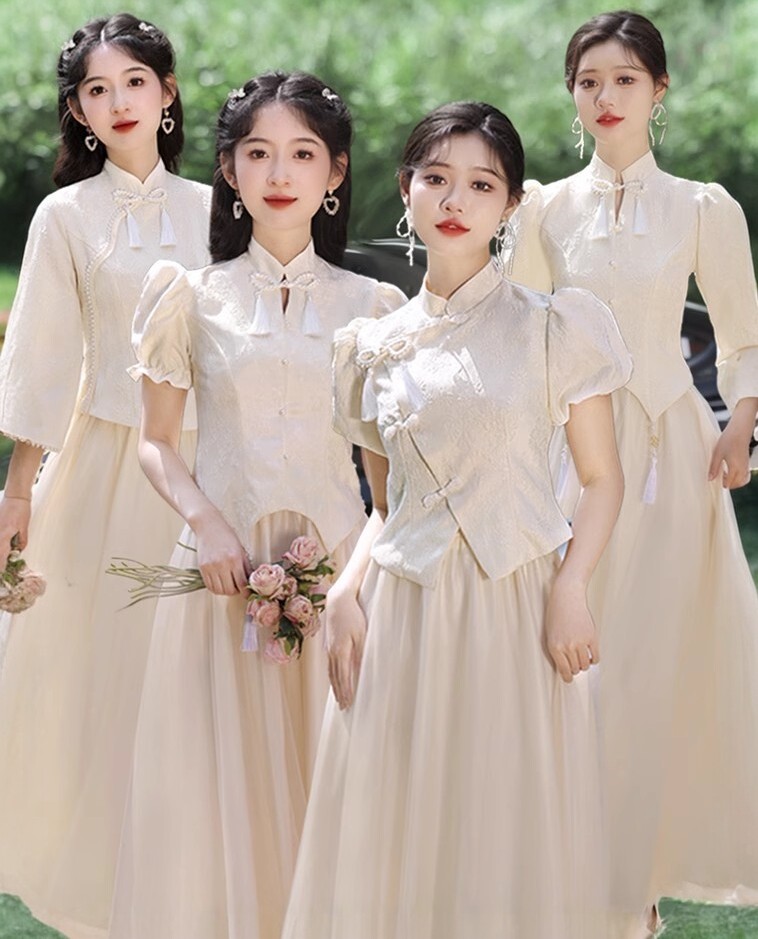 出租中式伴娘服2024新款大码复古旗袍姐妹团礼服秀禾伴娘裙日常