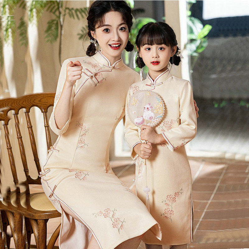 新中式改良旗袍母女礼服连衣裙