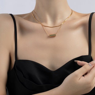 冬季 Lucky 镀18K金小圆筒叠戴锁骨链百搭款 设计师款 蛇骨链 Ｋ