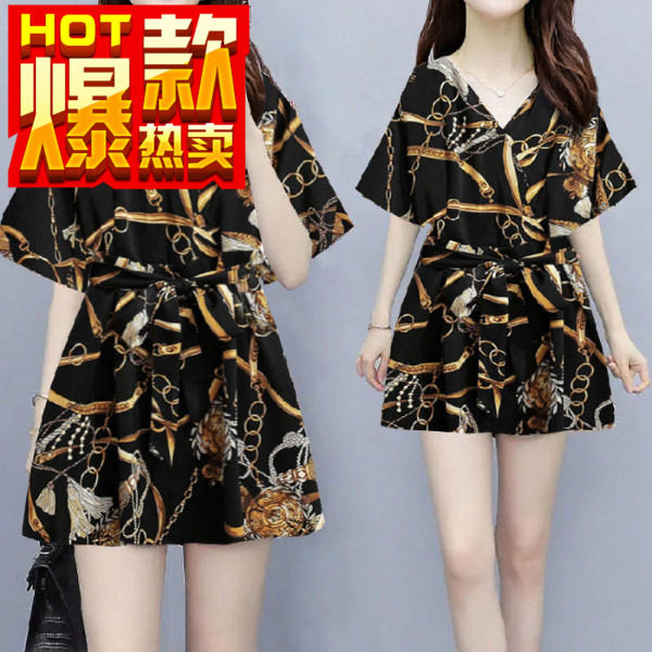 冰丝印花套装女夏季新款时尚休闲图片
