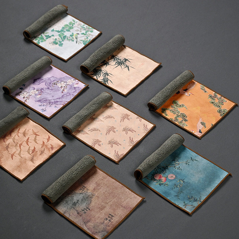 高档加厚毛绒吸水茶巾彩绘禅意毛巾茶布专用茶桌布养壶抹布,餐饮具,茶巾,淘宝优惠券,粉丝福利购,淘宝优惠卷