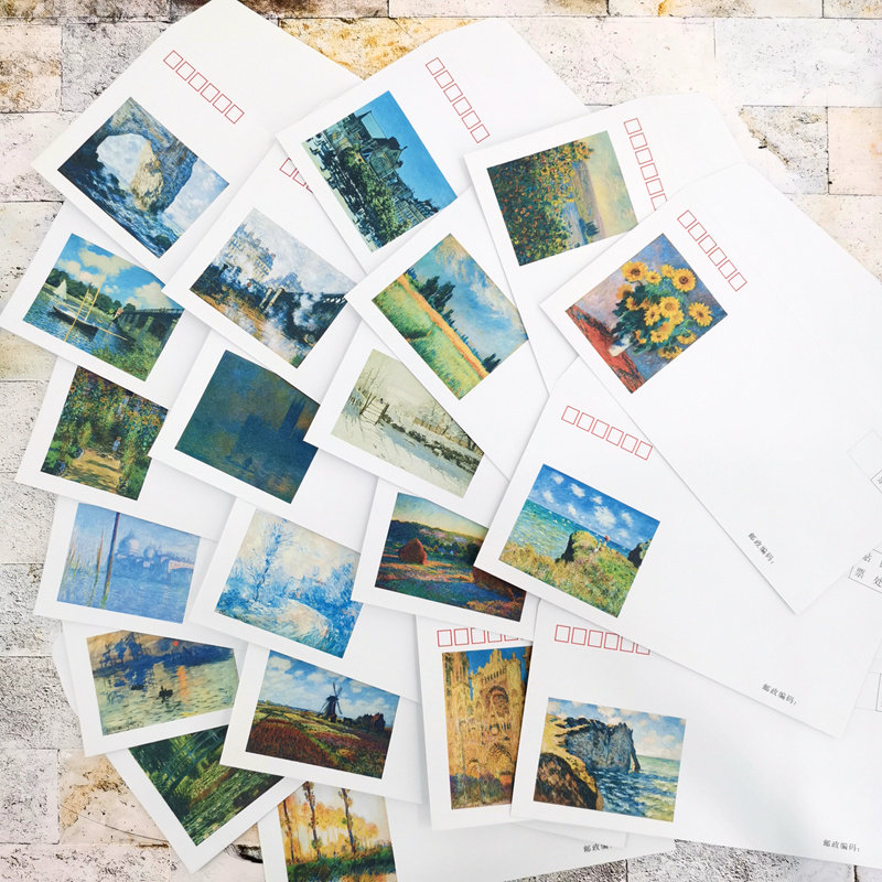 莫奈印象派名画信封大师系列花风景建筑日出印象可邮寄装饰收纳