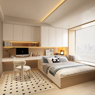 皮阿诺儿童房间全屋定制榻榻米床衣柜一体现代简约家俱多功能组合