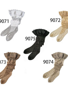 沃芙蜜孔雀羽15D硅防滑蕾丝大腿袜女油亮性感薄过膝黑色长筒丝袜