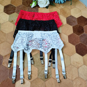 复古蕾丝金属扣六钩多爪重口味性感丝袜防滑红白黑色吊袜带 清仓