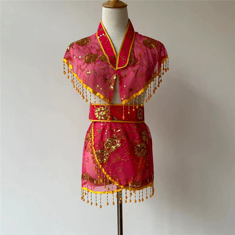 戲劇戲服古裝訂珠片云肩小包裙腰帶三件套花旦戲服舞臺(tái)影視劇亮片