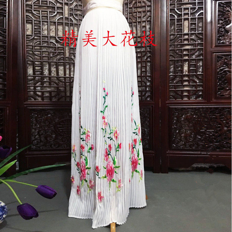 新款黄梅戏曲古装戏百褶裙越剧小旦花旦丫鬟小姐复古绣花裙半身裙