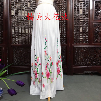 新款黄梅戏曲古装戏百褶裙越剧小旦花旦丫鬟小姐复古绣花裙半身裙