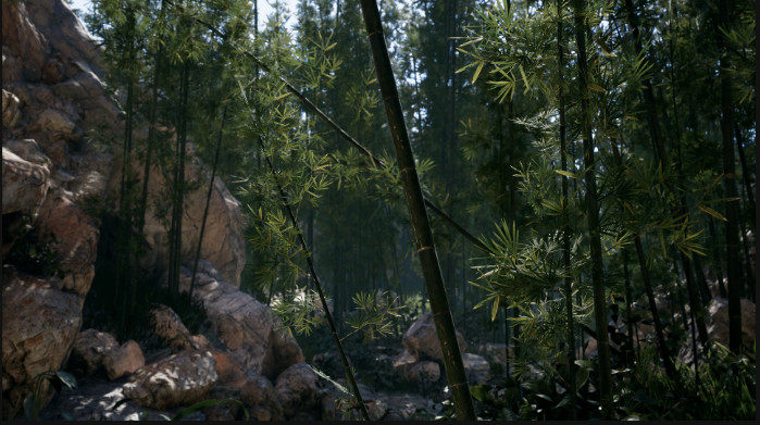 虚幻ue5写实中国风稀缺 场景素材照片级竹林山石泉水模型材质库