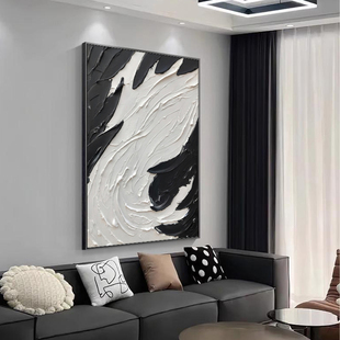 黑白灰客厅现代简约装饰画沙发背景墙落地画抽象大气入户玄关挂画