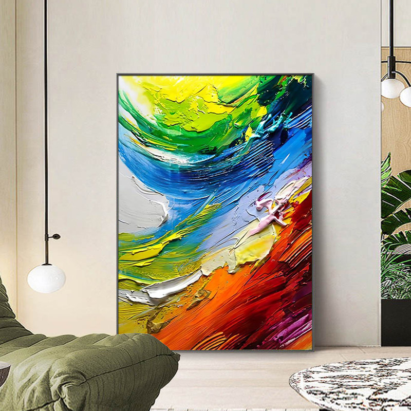 手绘壁画玄关抽象油画客厅装饰画大气现代简约沙发背景墙轻奢挂画