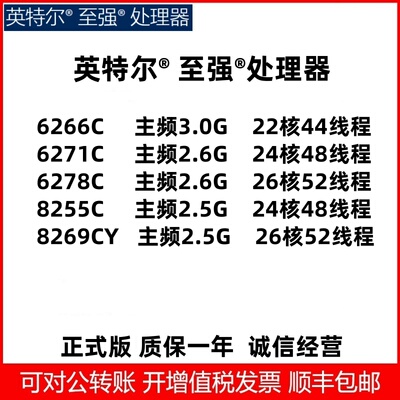 Intel Xeon 至强 6266C 6271C 6278C 8255C 8269CY 服务器 CPU