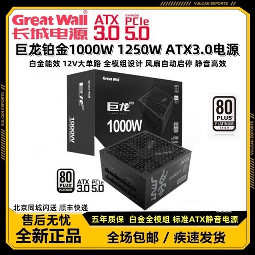 长城巨龙电源1000W/1250W铂金全模组原生ATX3.0/PCIE5.0全新正品