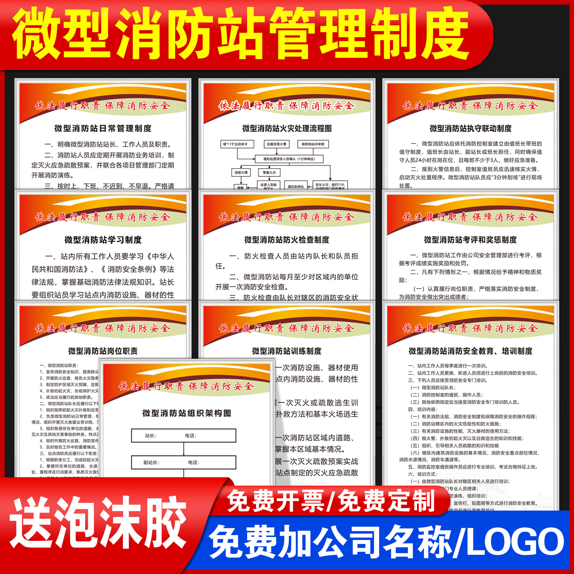 微型消防站消防控制室水泵房配电房四个能力灭火应急预案上墙制度