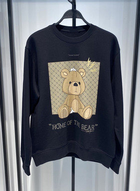 卫衣春秋季男潮牌黑色简约纯棉休闲无帽圆领套头打底衫B1BFB4214