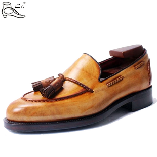 ci'e(其艾）圆头编织流苏小穗吊坠乐福套脚皮底意大利固特异定制