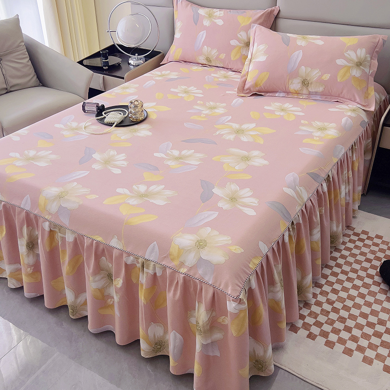 全棉加厚磨毛床裙床单四季可用