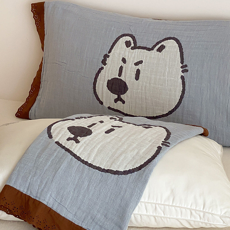 純棉紗布枕巾吸汗隔臟防頭油