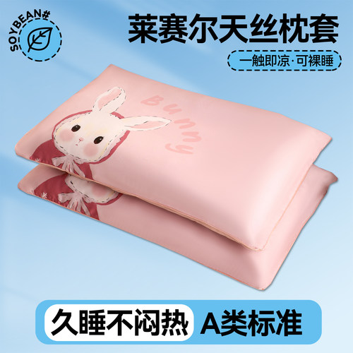 儿童莱赛尔天丝枕套30x50夏季凉感冰丝枕头套40x60小号夏天枕芯套