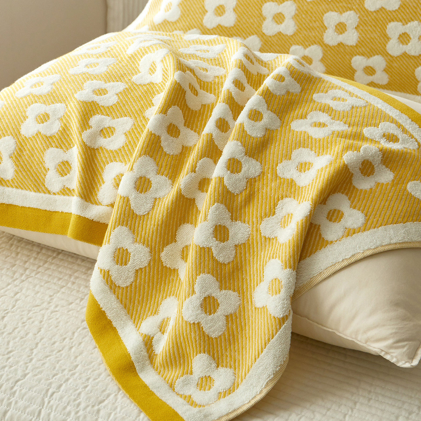 纯棉老式毛圈线圈枕巾柔软亲肤