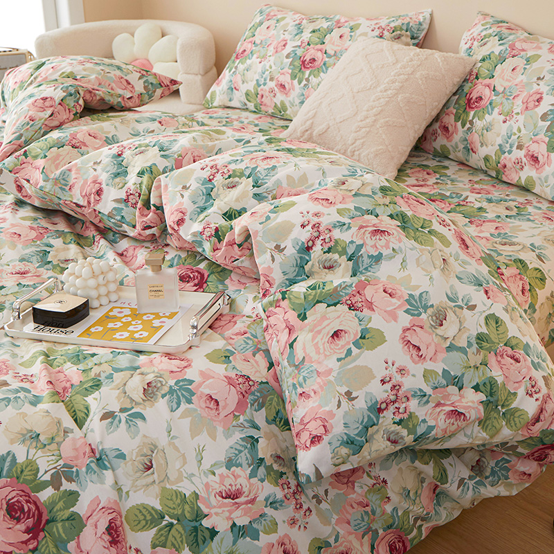 田园风全棉被套单件纯棉被罩单人双人150x200x230单个被单四件套.