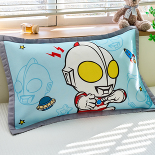 夏季 儿童冰丝枕套30x50单个夏天幼儿园宝宝奥特曼凉席枕头套40x60