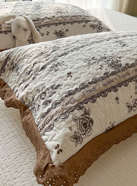 纯棉夹棉枕头套一对装加厚加大50x80全棉花边学生宿舍40x60枕芯套