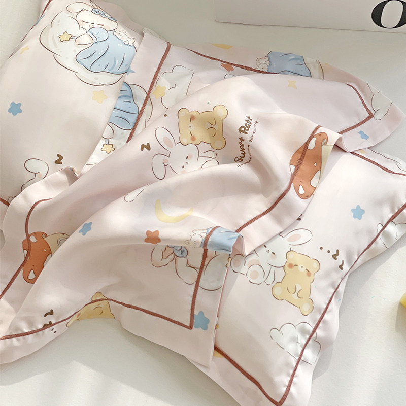 夏季儿童天丝小枕套30x50宝宝小号冰丝枕头套40x60婴儿枕巾35x55.